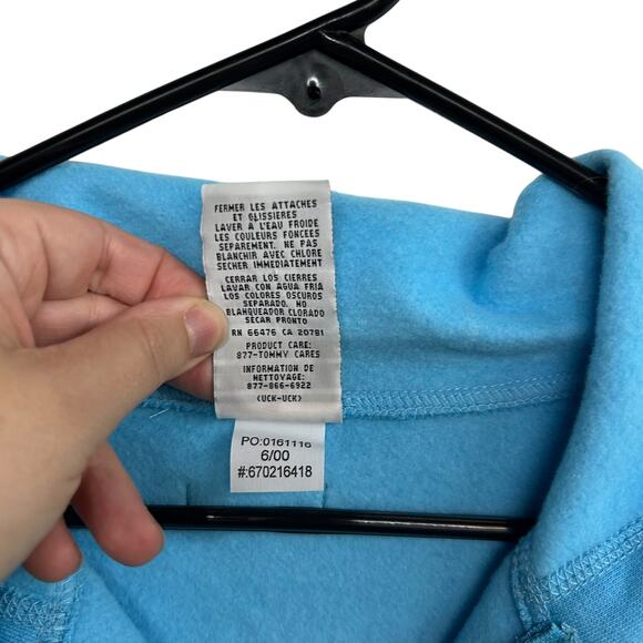 Y2K‎ blue Tommy Girl hoodie zip up retro sporty logo spell out size L - Picture 5 of 5